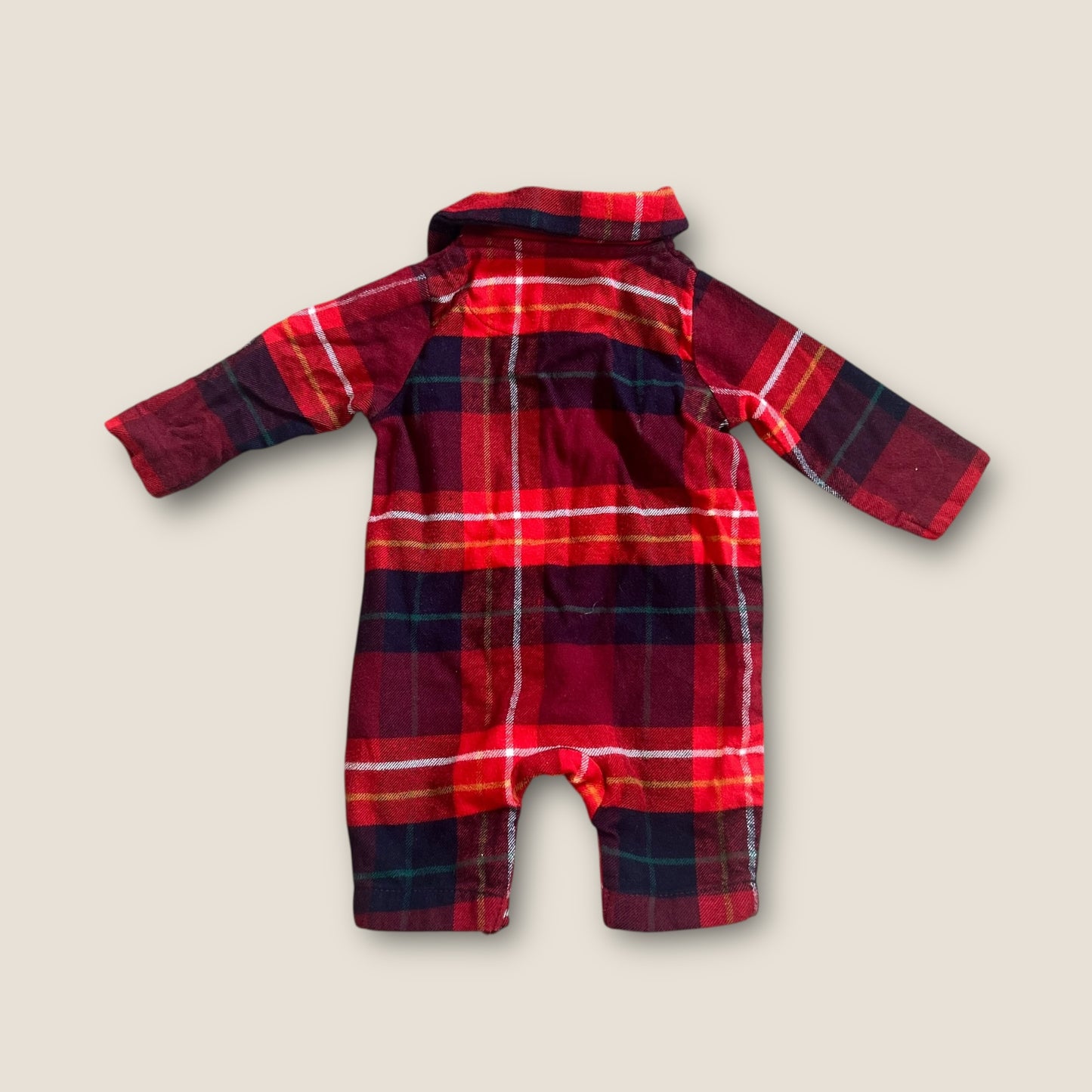 First Size Next Red Checkered Christmas Flannel Sleepsuit all in one