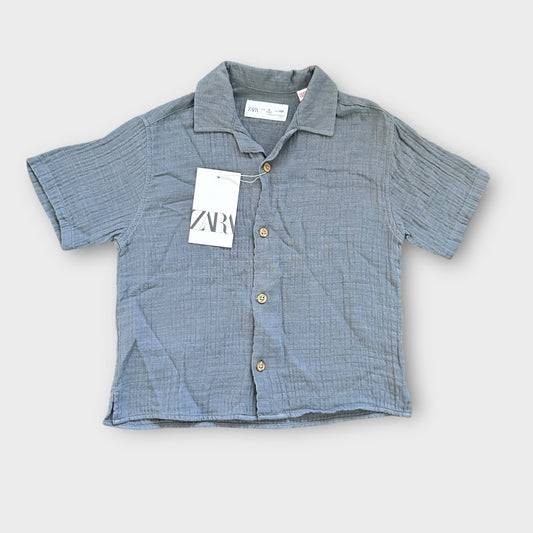 3-4 Years Zara Grey Linen Muslin Shirt New