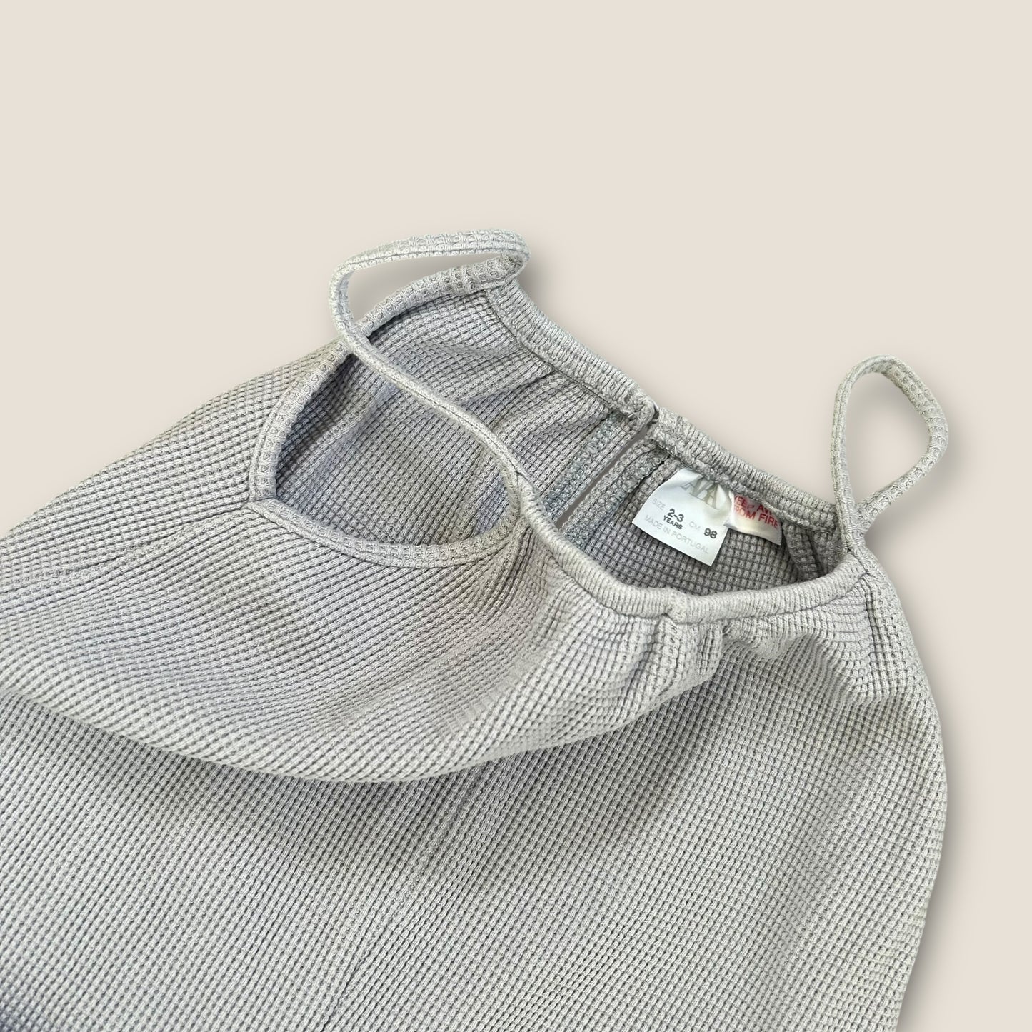 2-3 Years Zara Grey Waffle Knit Dungarees Jumpsuit All in One