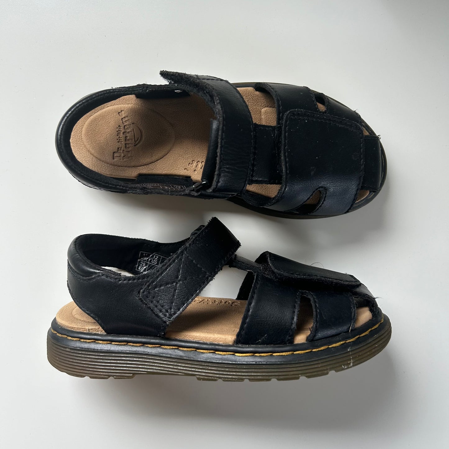 UK Infant size 11 EU 29 Black Leather Dr Martens Chunky Sandals