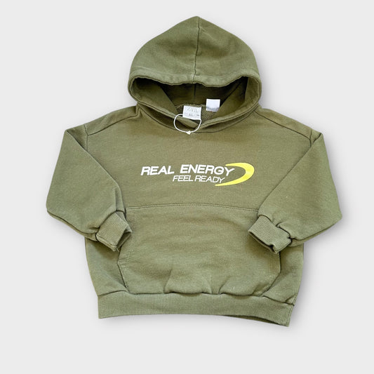 12-18 Months Zara Khaki Green Hooded Sweatshirt Graphic Hoodie