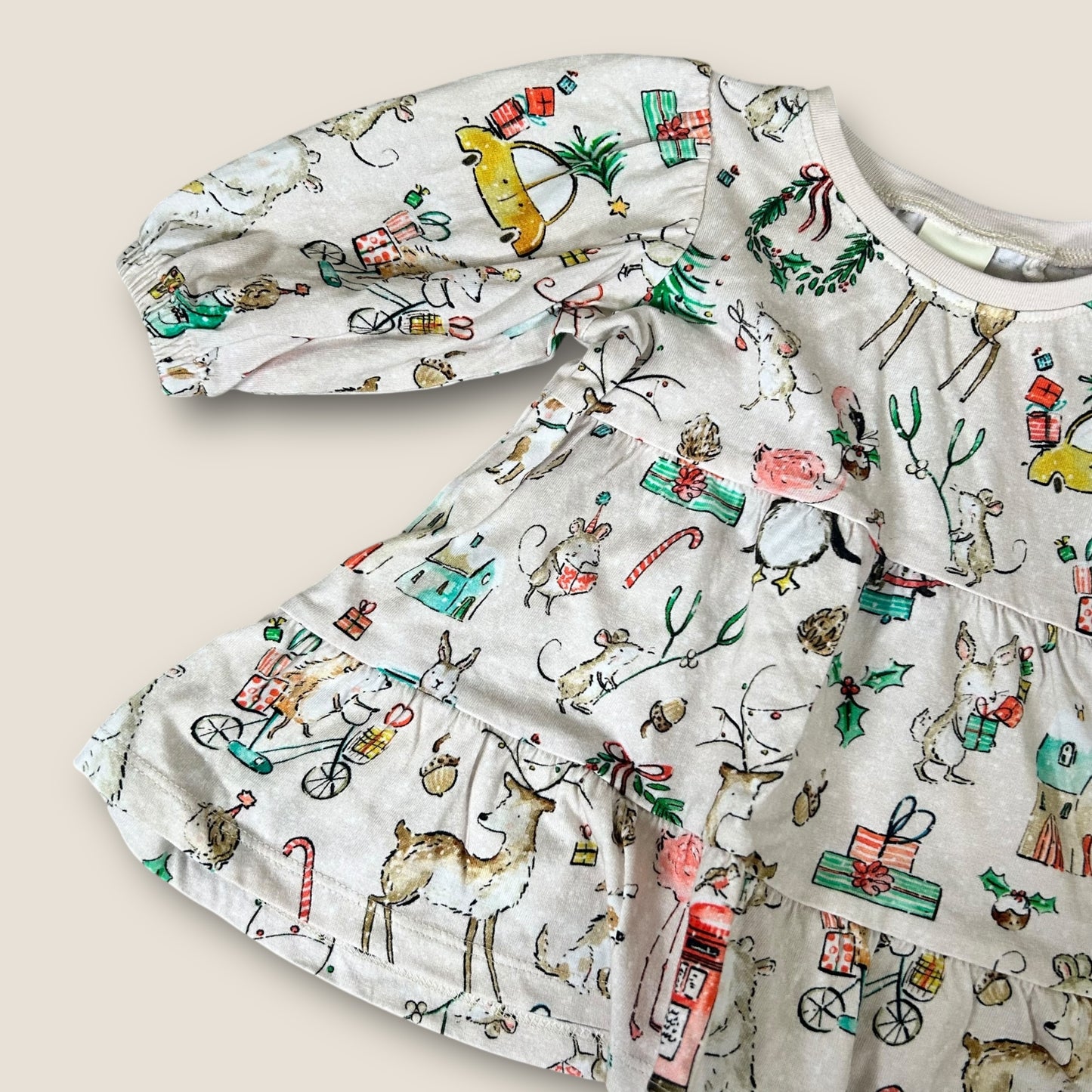 3-6 Months Next Traditional Beige Christmas Jersey Dress