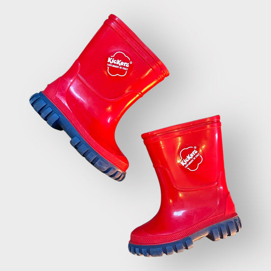 UK 5 Infant Vintage 90s Kickers Red Wellington Boots