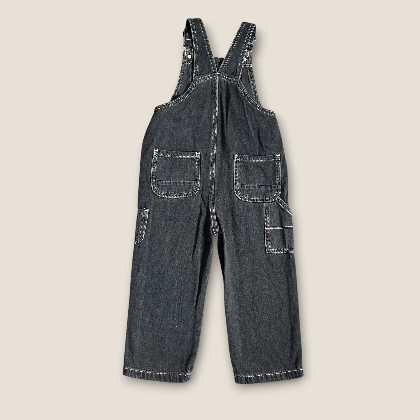 3-4 Years George Washed Black Contrast Stitch Dungarees