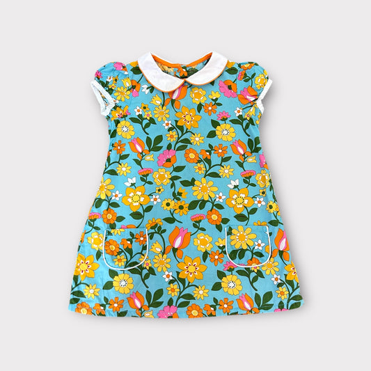 1.5-2 Years Vintage Style Little Bird Retro Floral Print Dress