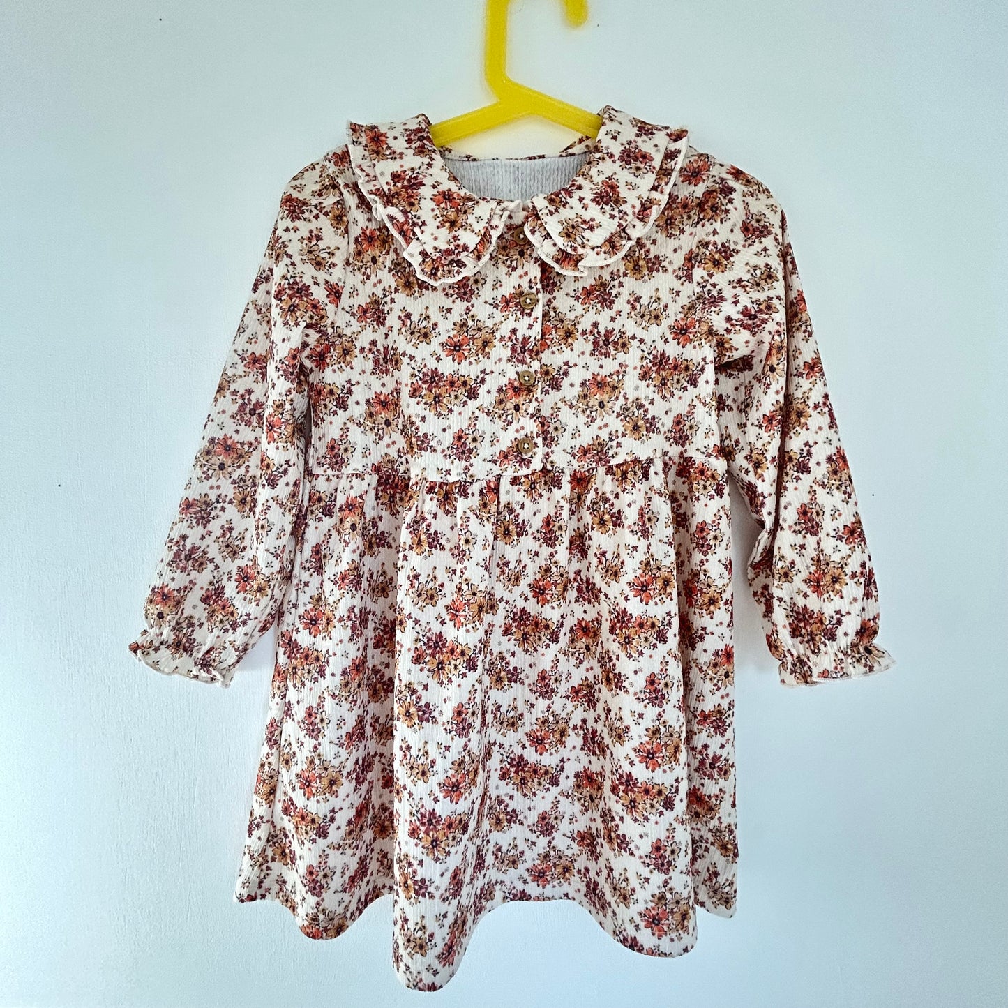 3-4 Years Matalan Orange Floral Dress With Collar