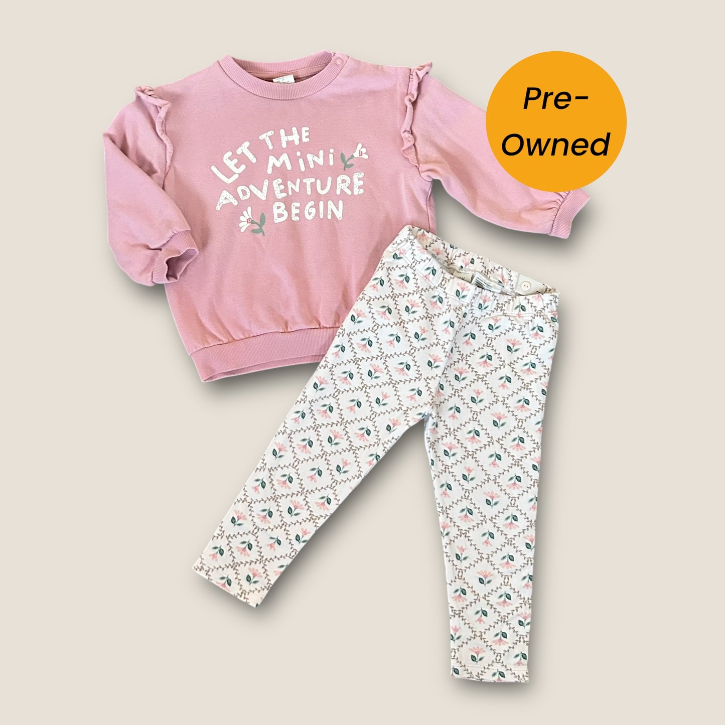 18-24 Months H&M Pink Floral Sweatshirt and Leggings Co Ord Set Outfit