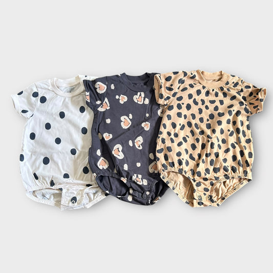 6-9 Months Next Beige Brown Cream Leopard Print Romper Set X3