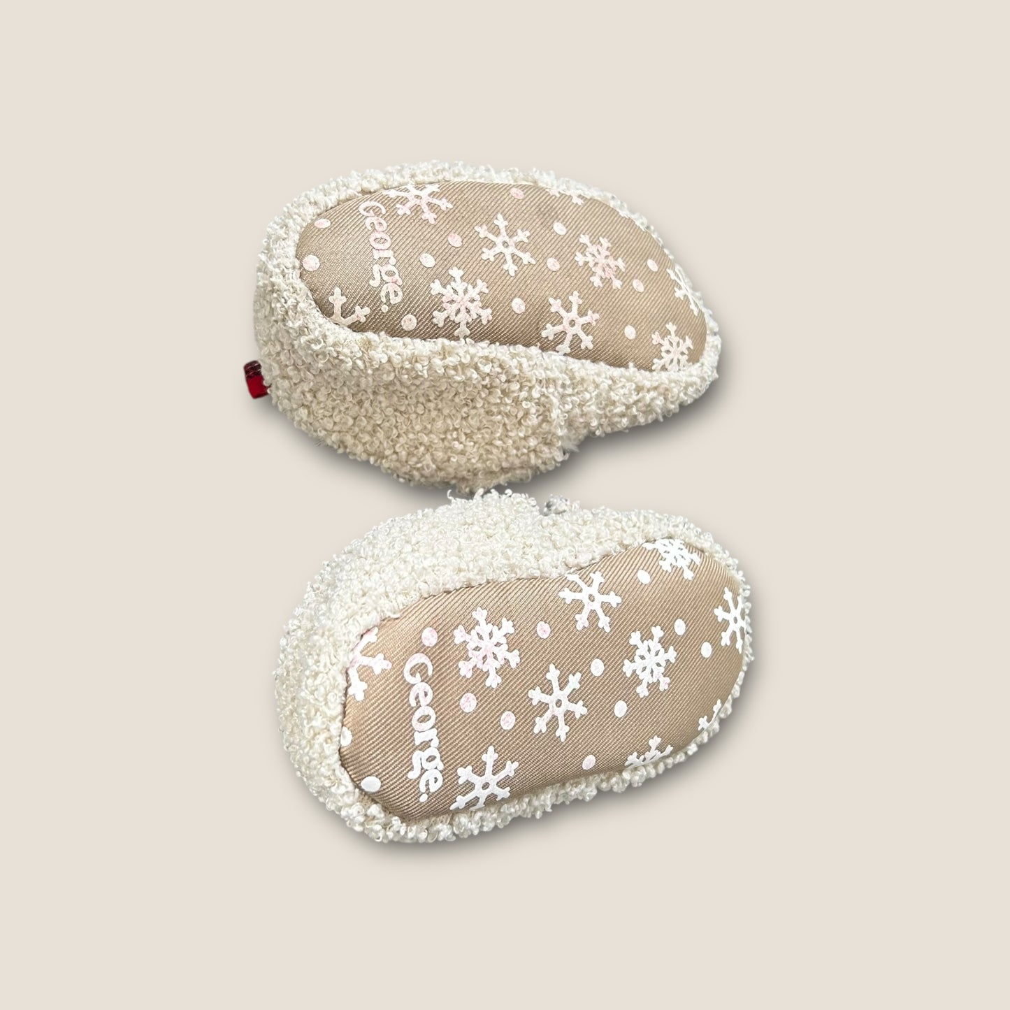 9-12 Months George Beige Boucle Reindeer Slippers Pram Shoes Christmas