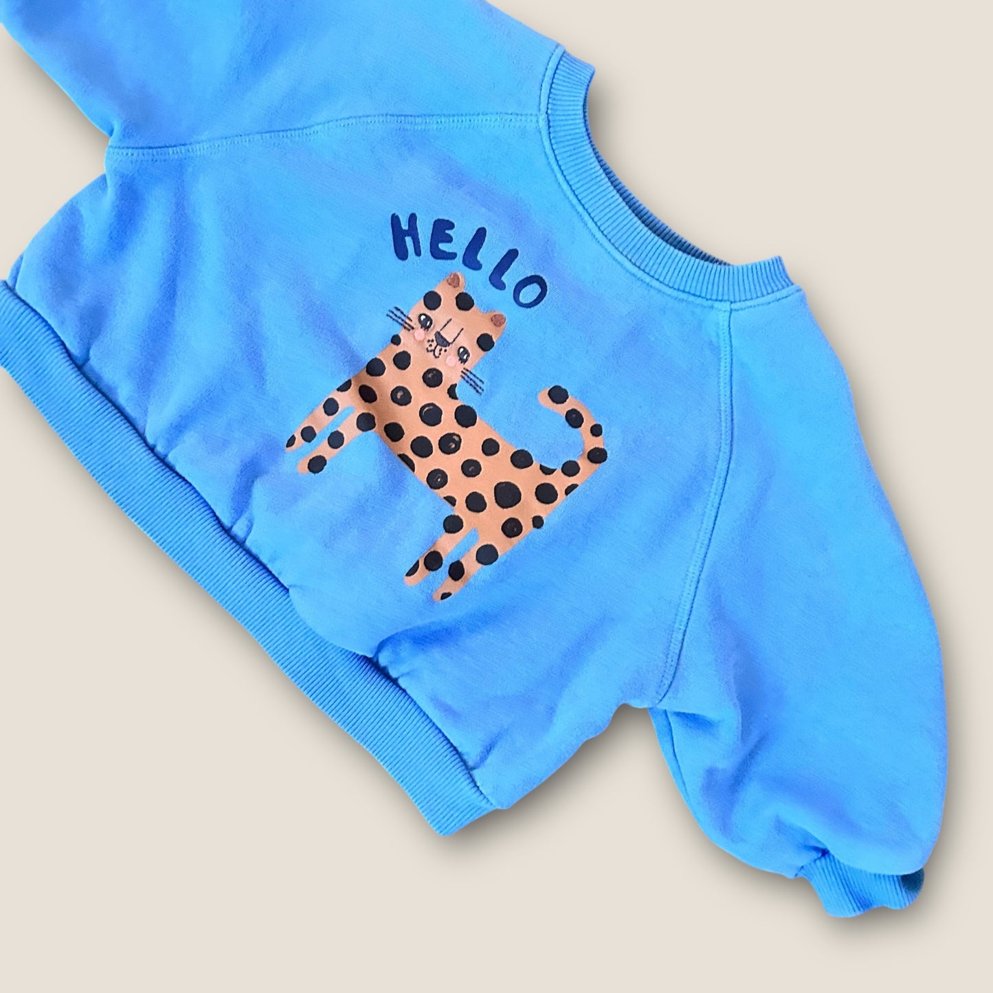 12-18 Months Next Blue Cheetah Print Polka Dot Trousers and Sweatshirt Outfit Set