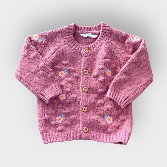 3-6 Months Primark Pink Embroidered Floral Cardigan