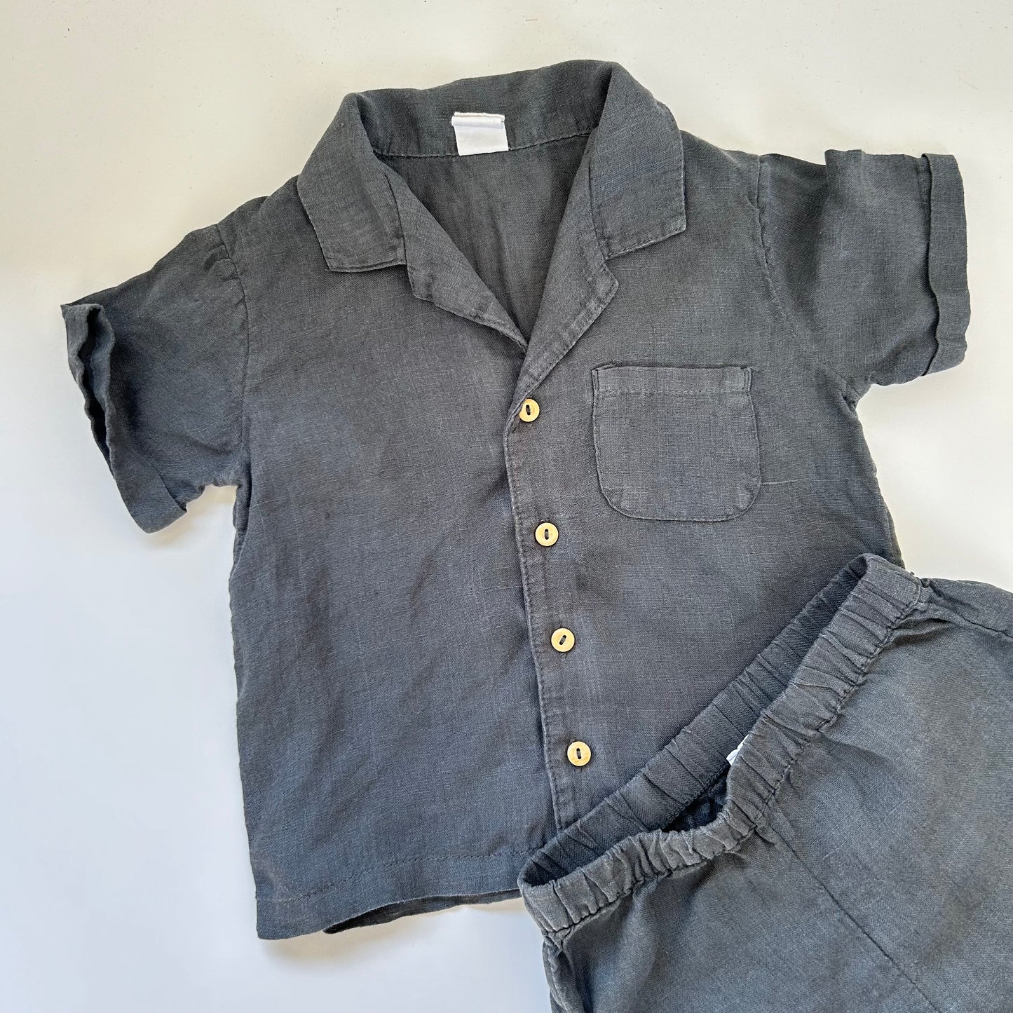 9-12 Months H&M Grey Charcoal Linen Two Piece Co-ord Set