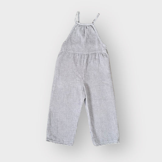 3-4 Years Zara Grey Waffle Knit Loose Oversized Dungarees