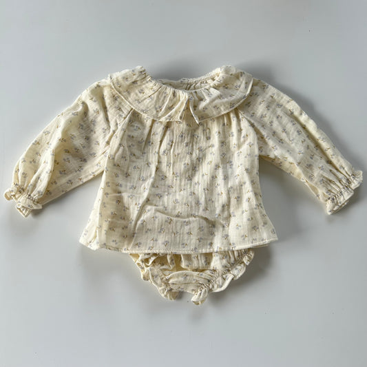 3-6 Months Zara Neutral Floral Top and Bloomers Co-ord set New