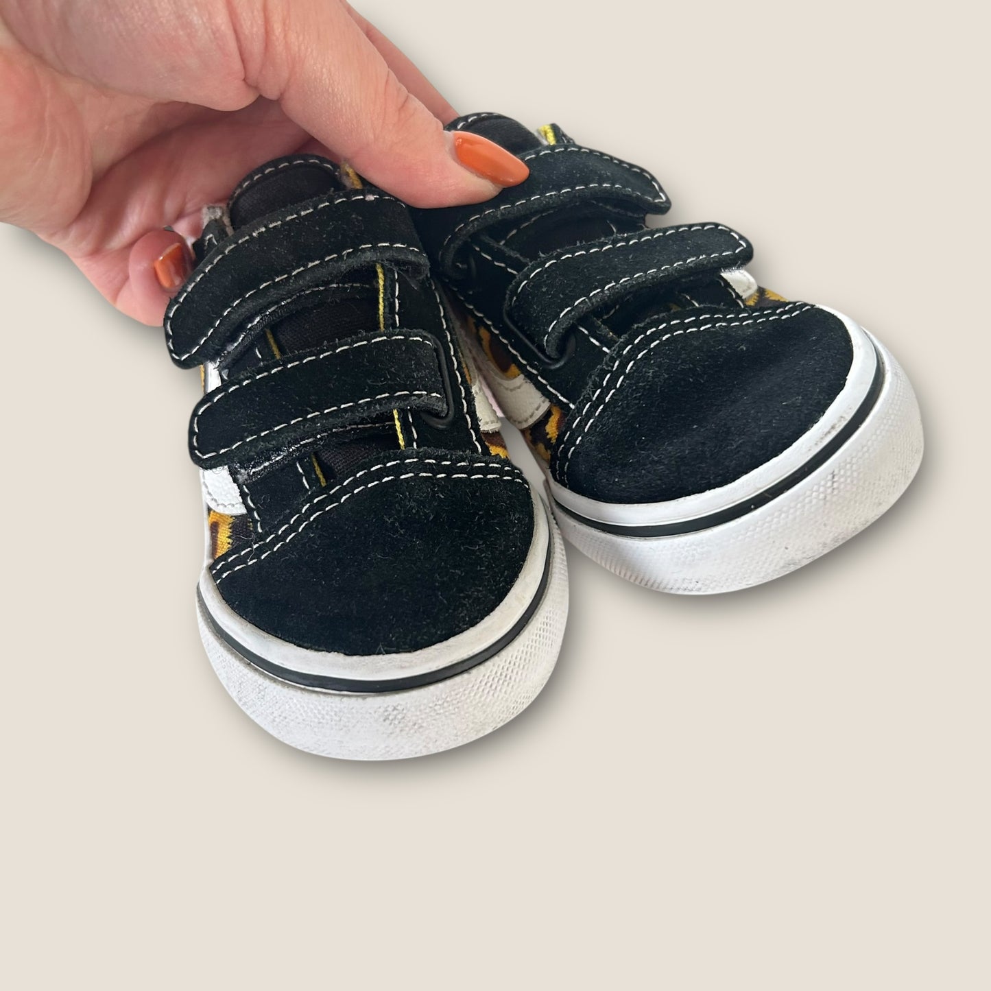 UK Infant Size 7 Vans Classic Velcro Sunflower Black Trainers
