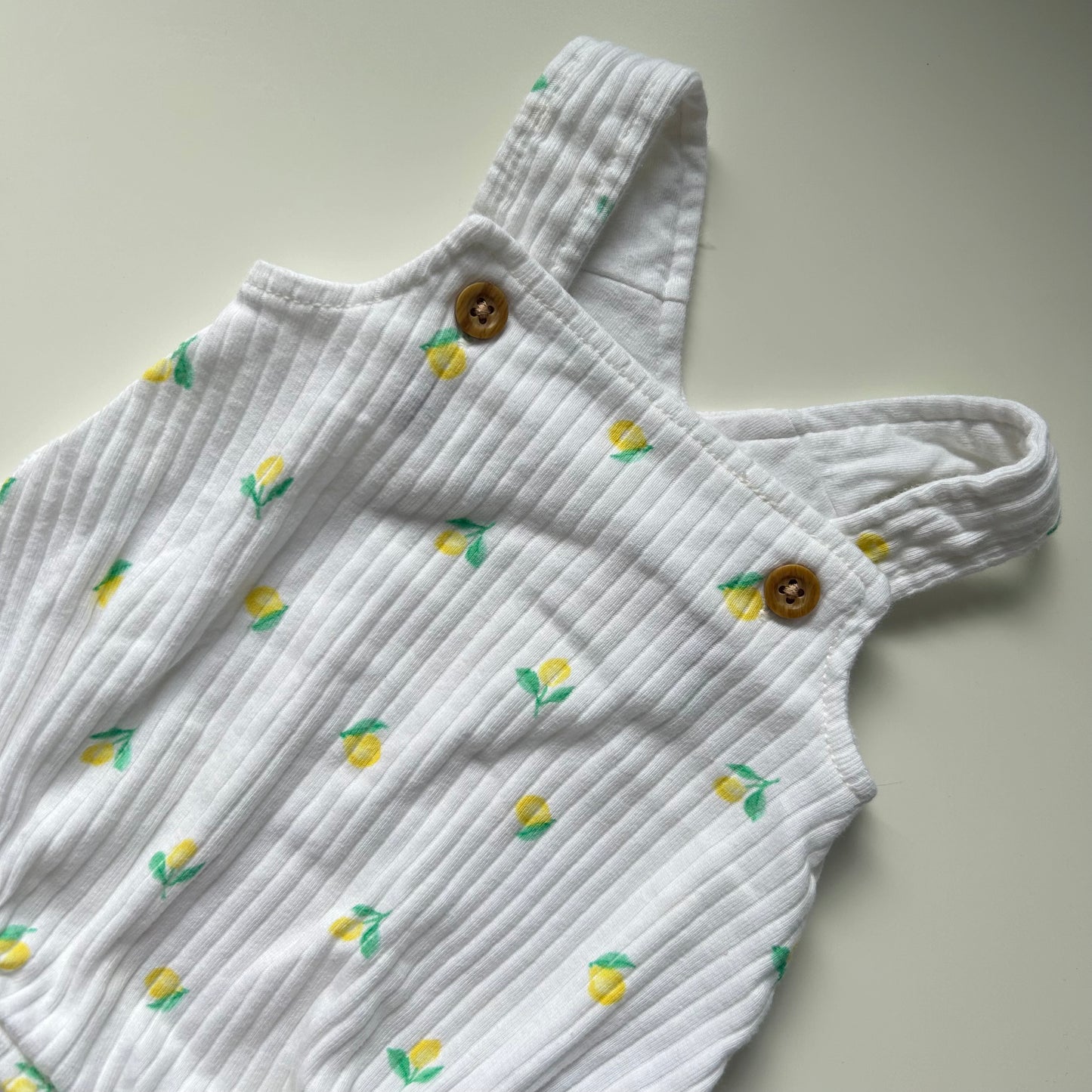 Newborn Primark White Lemons Printed Ribbed Romper Suit