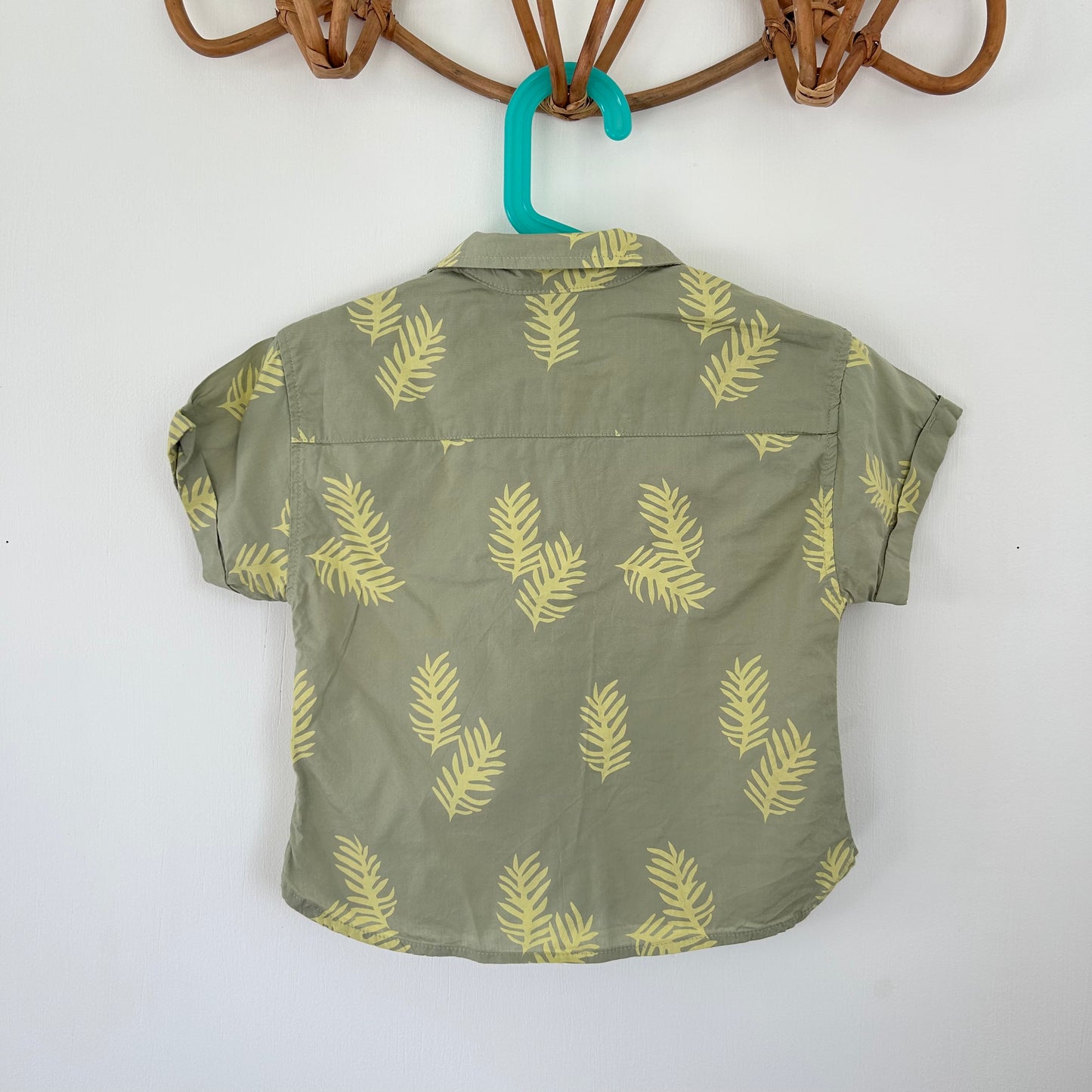 12-18 Months Zara Khaki Green Leaf Print Shirt