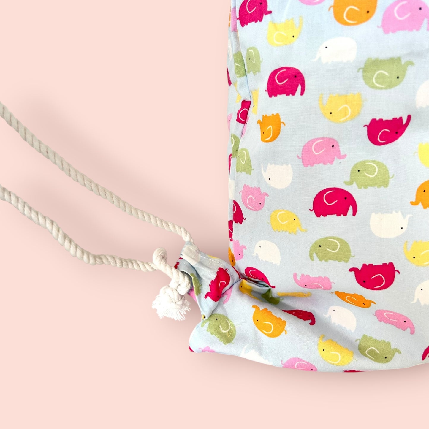 Mini Elephants Drawstring Childrens Bag Handmade