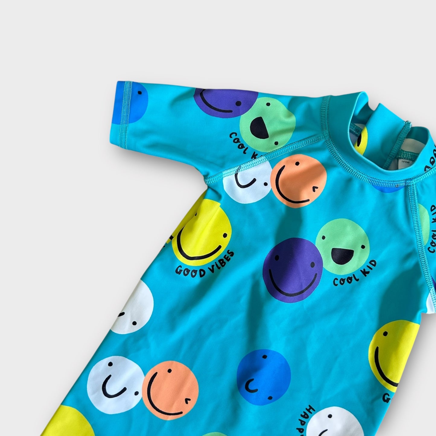 9-12 Months Next Boys Turquoise Green Smiley Faces SwimSuit