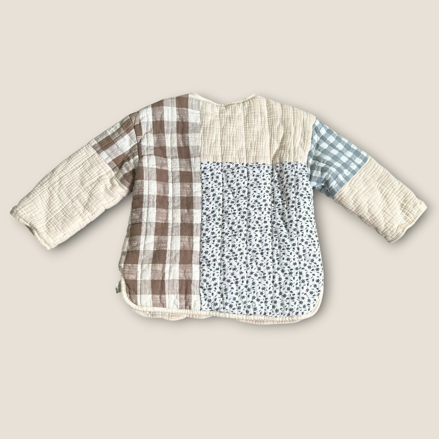 4-5 Years Zara Girls Beige Cream Patchwork Quilted Jacket