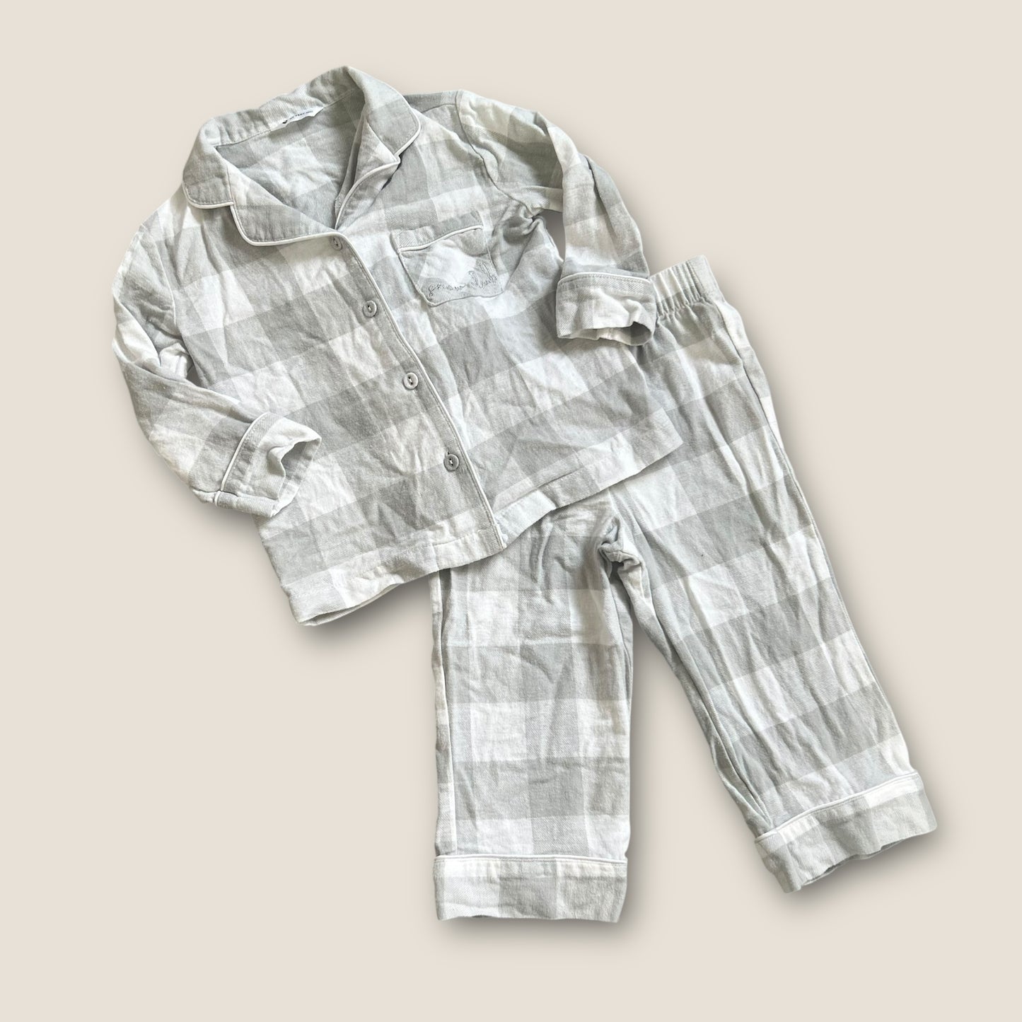 12-18 Months Very Green and White Checkered Snow Club Christmas Pyjamas