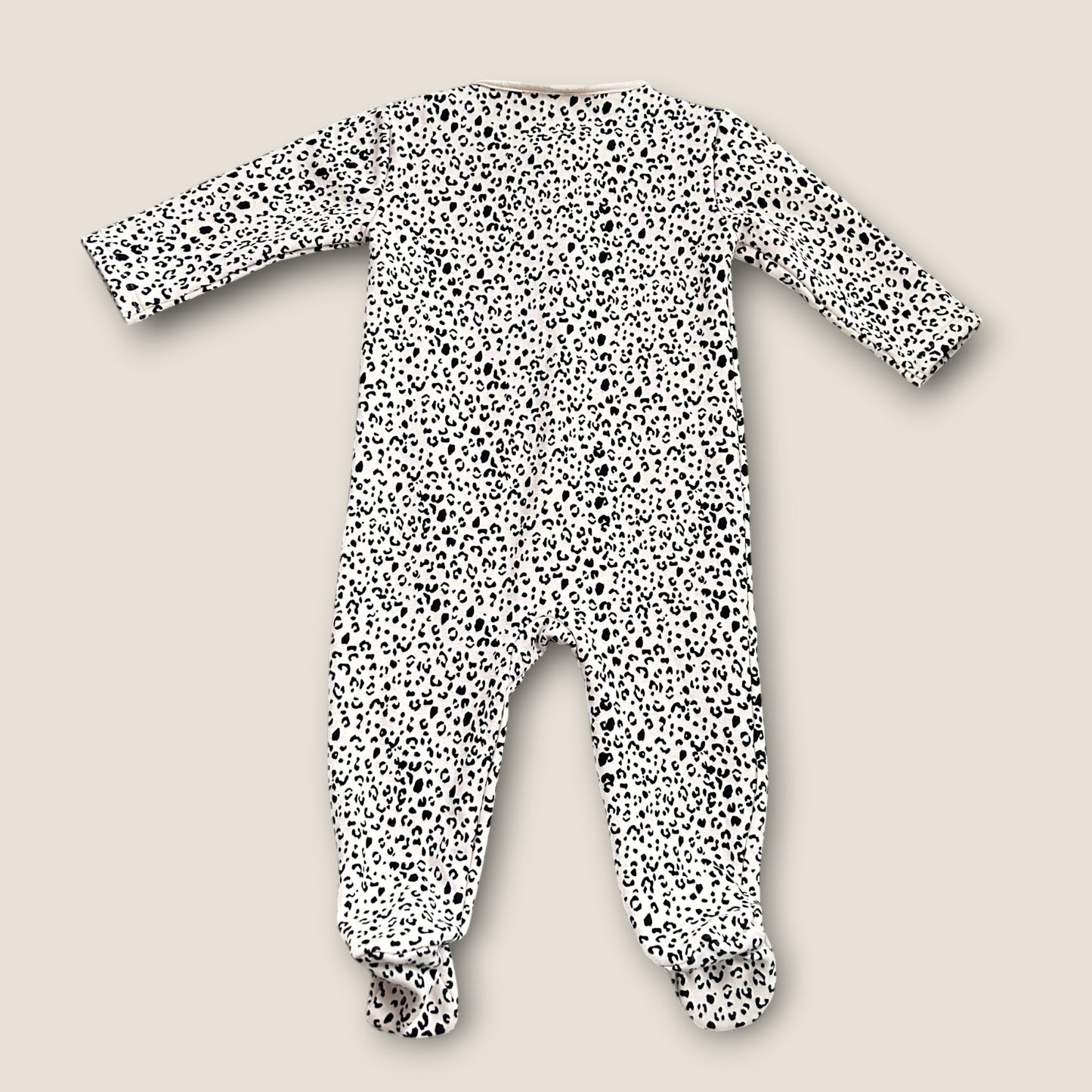 9-12 Months Next Beige Leopard Print Sweatshirt Sleepsuit All in one New