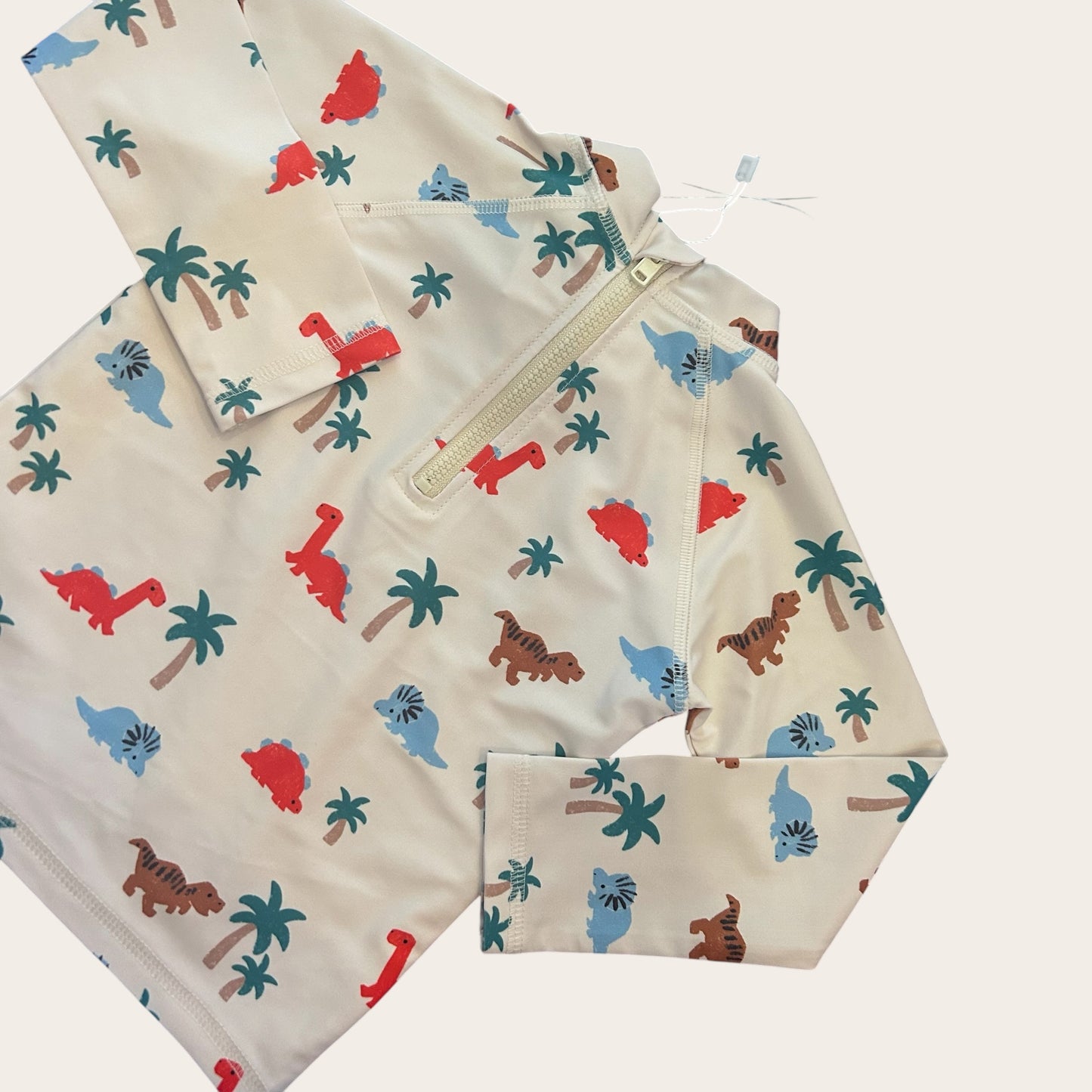 12-18 Months M&S Marks and Spencer Beige Dinosaur Swim Costume Top and Shorts Set New