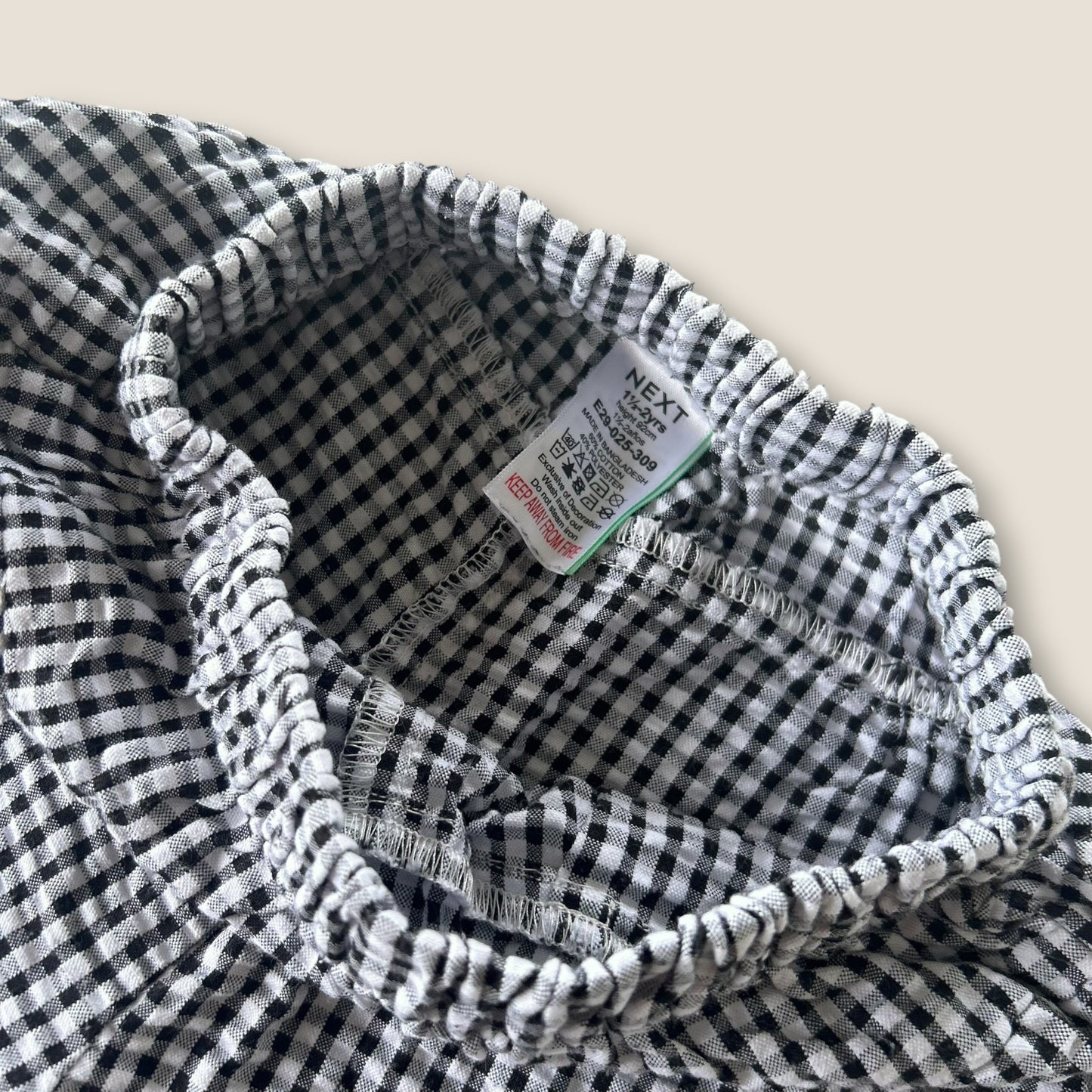 1.5-2 Years Next Black and White Gingham Checkered Wide Fit Trousers