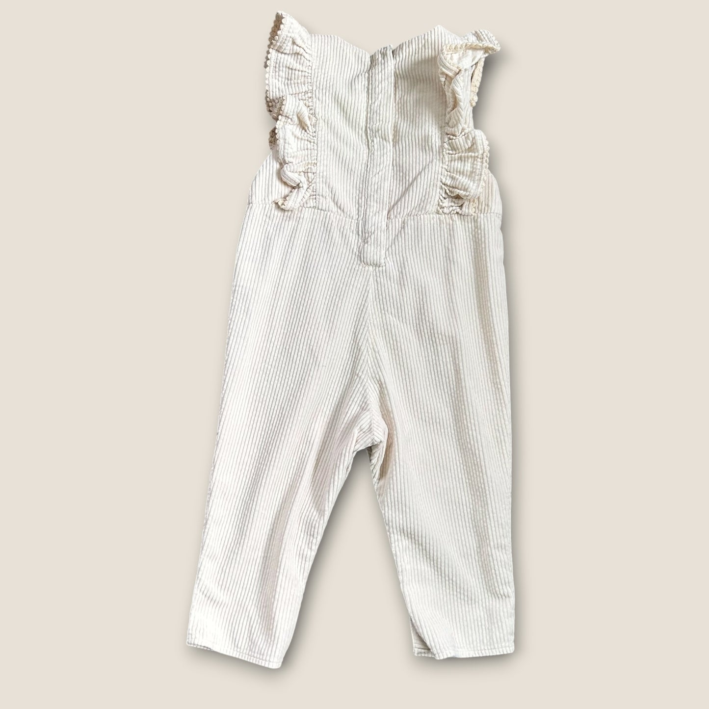 12-18 Months Next Cream Corduroy Frill Dungarees