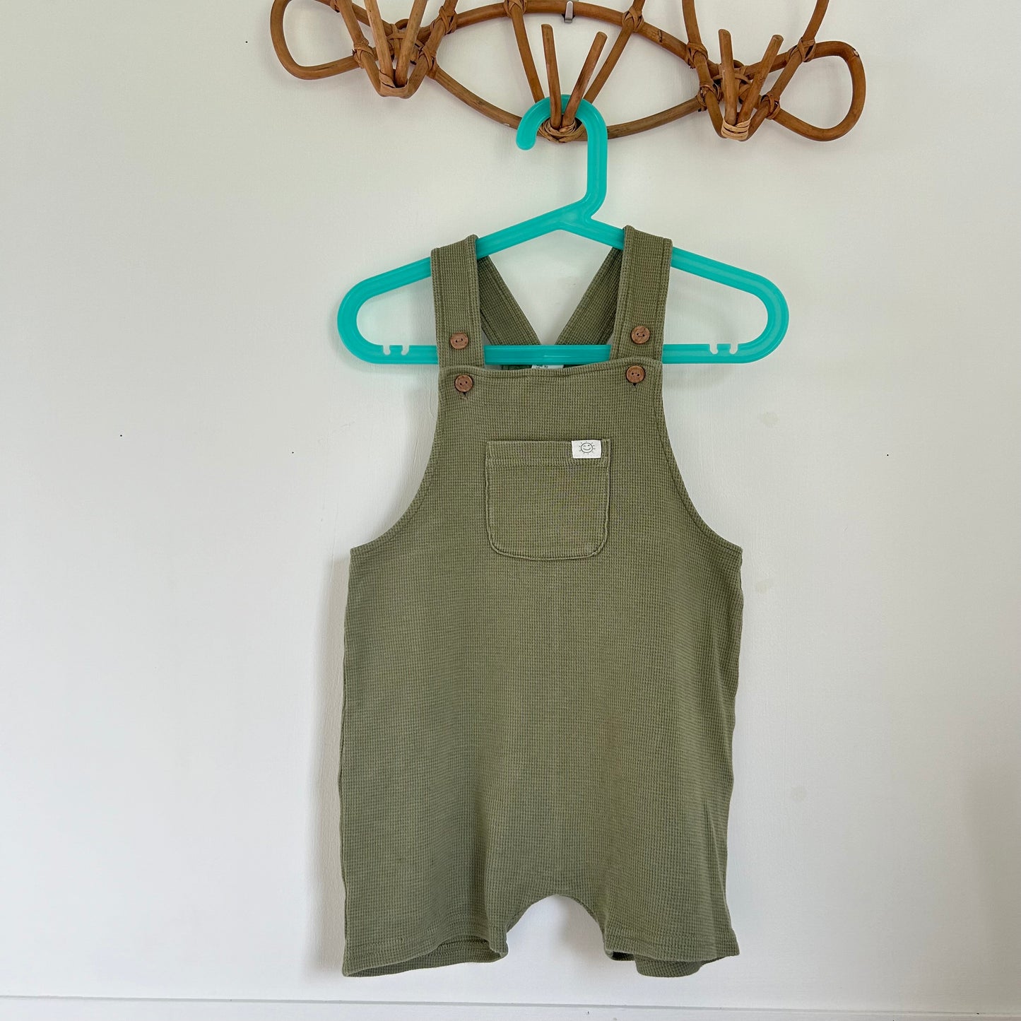 1.5-2 Years H&M Khaki Waffle Knit Romper Suit Dungaree Shorts