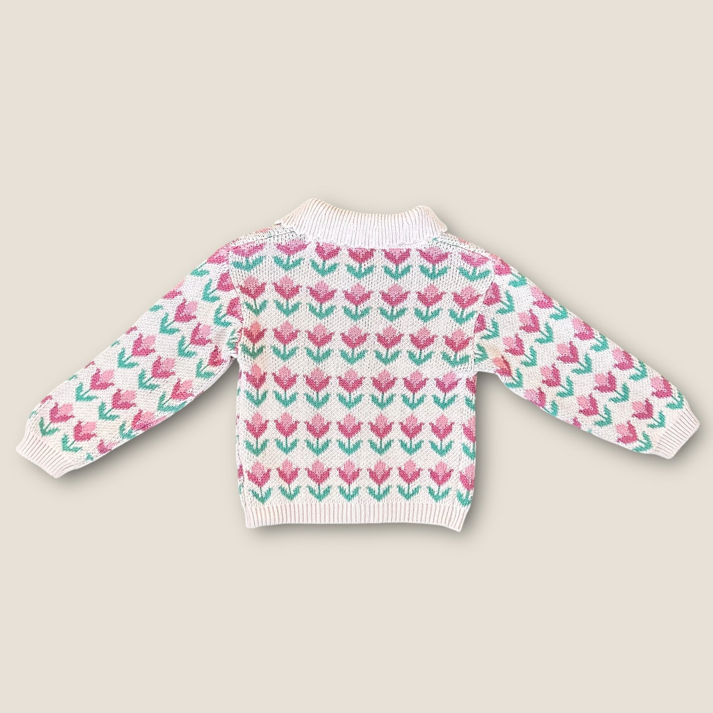 12-18 Months Primark Pink Retro Floral Knitted Cardigan