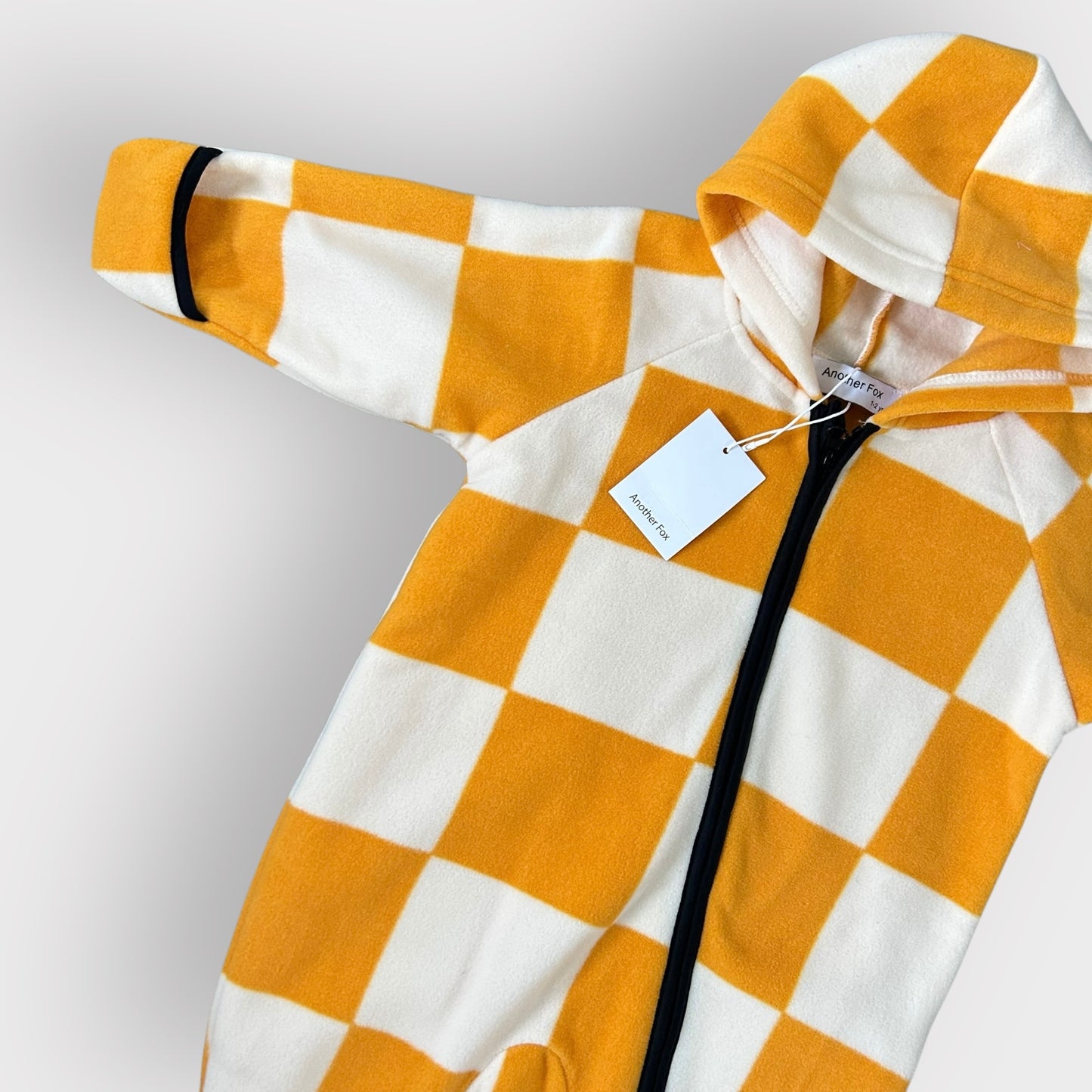 1-2 Years Another Fox Yellow Checkerboard Fleece Pram Suit New