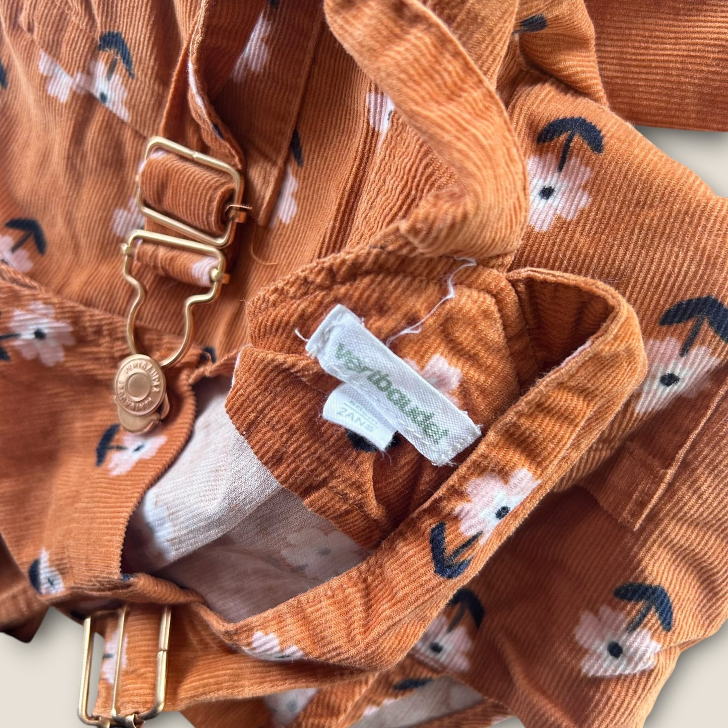 18-24 Months Vert Baudet Retro Orange Floral Romper Dungarees