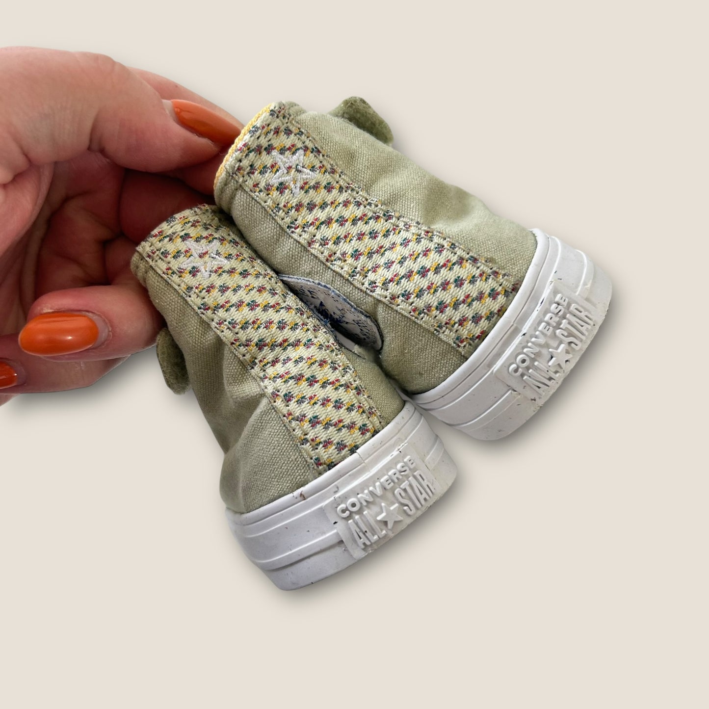 UK Infant Size 5 Sage Green High Top Converse Trainers