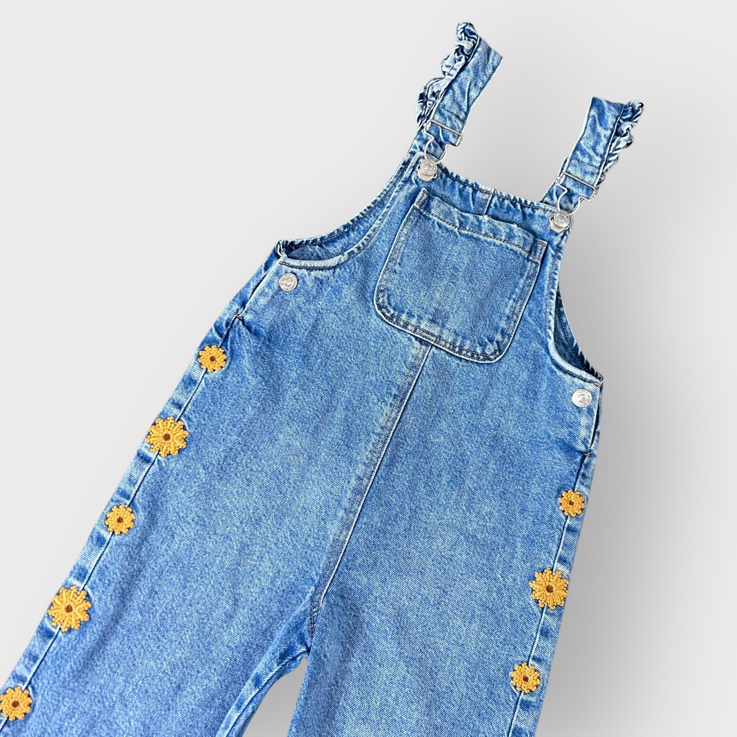 3-4 Years Zara Denim Sunflower Embroidery Dungarees