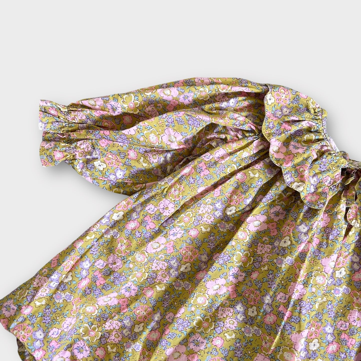 12-18 Months Next Green and Pink Floral Scalloped Collar Shirt Dress