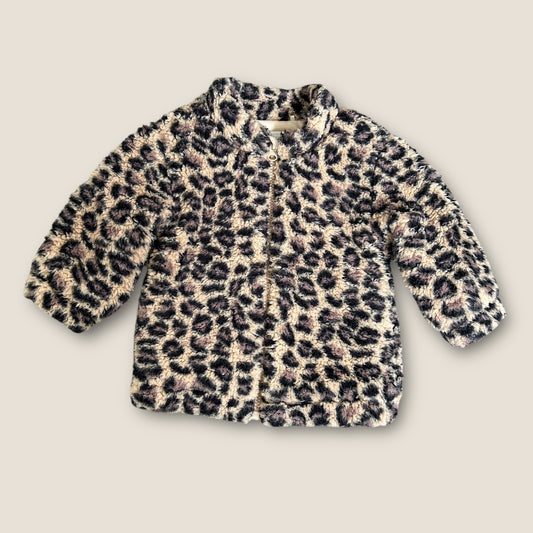 9-12 Months Tu Brown Leopard Print Fluffy Fleece Jacket Coat