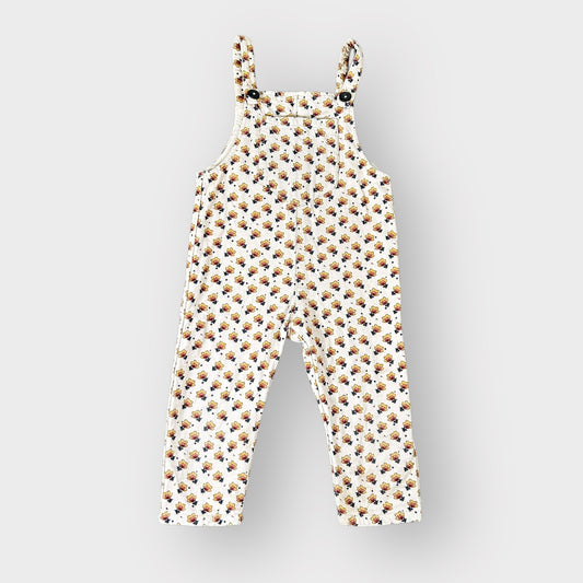 3-4 Years Zara Cream Retro Floral Dungarees