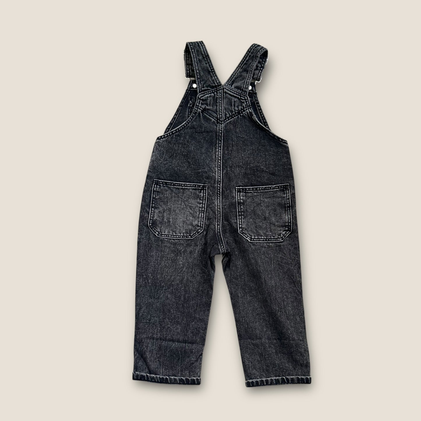 18-24 Months Zara Unisex Washed Black Denim Dungarees New