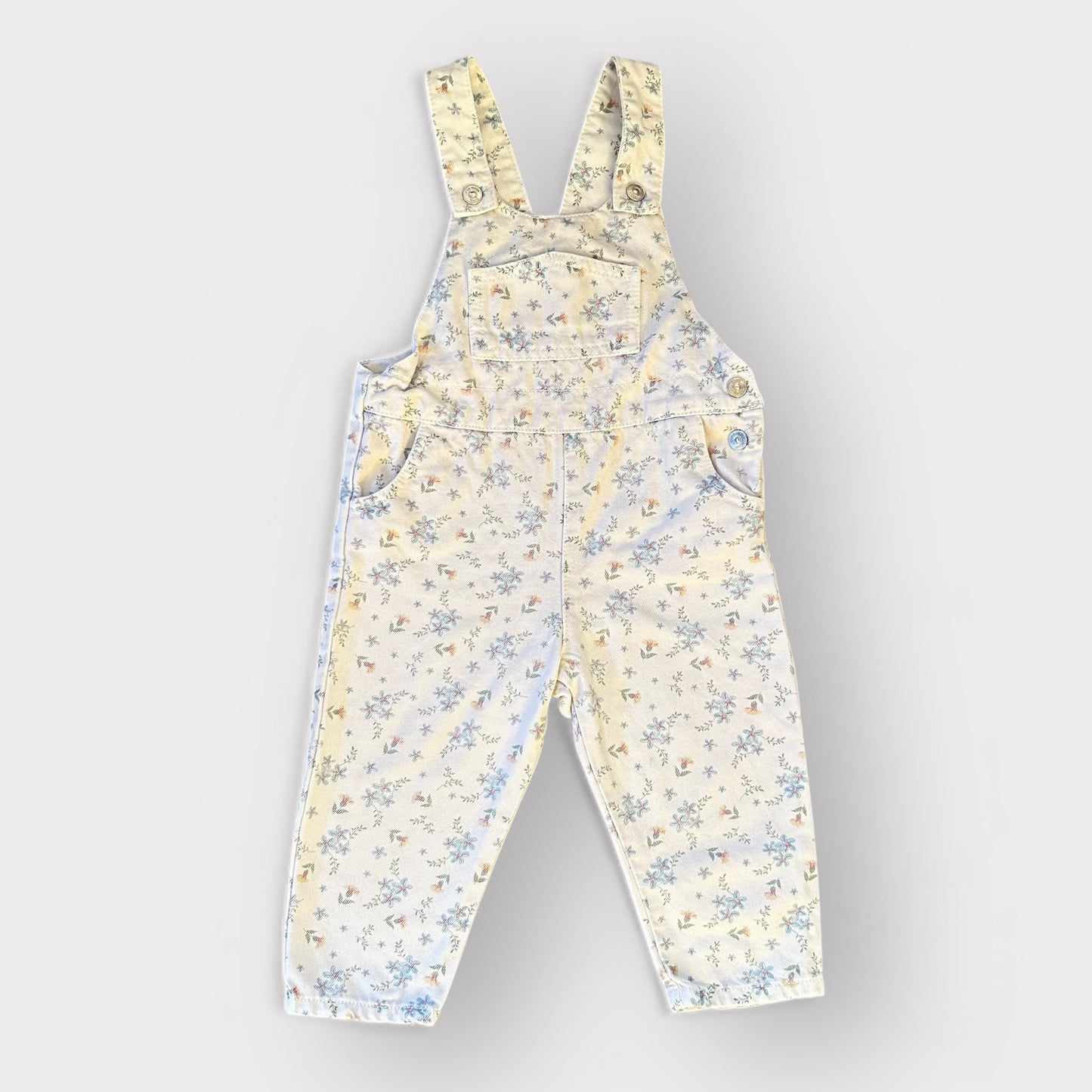 18-24 Months Zara White and blue Floral Dungarees Overalls