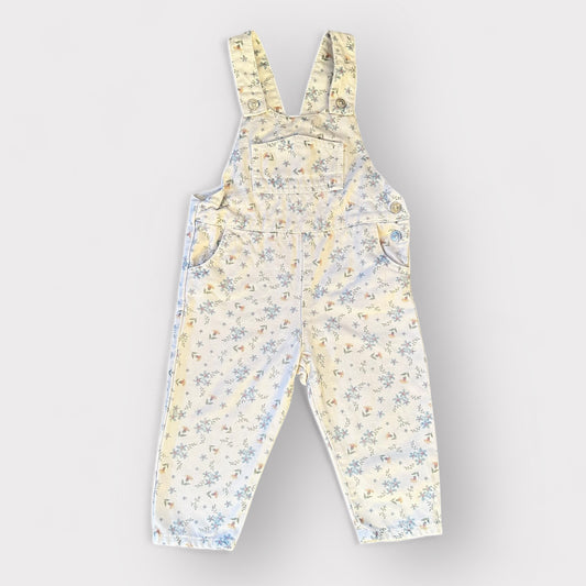 18-24 Months Zara White and blue Floral Dungarees Overalls