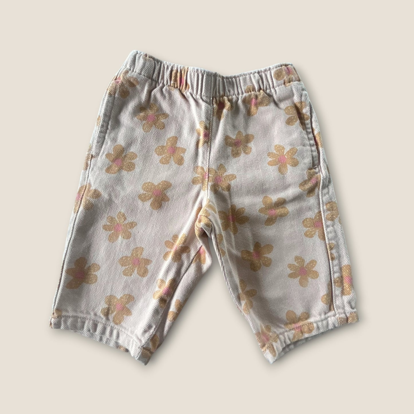 3-6 Months Next Yellow Beige Floral Wide Jeans