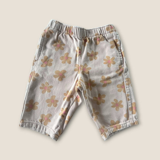 3-6 Months Next Yellow Beige Floral Wide Jeans