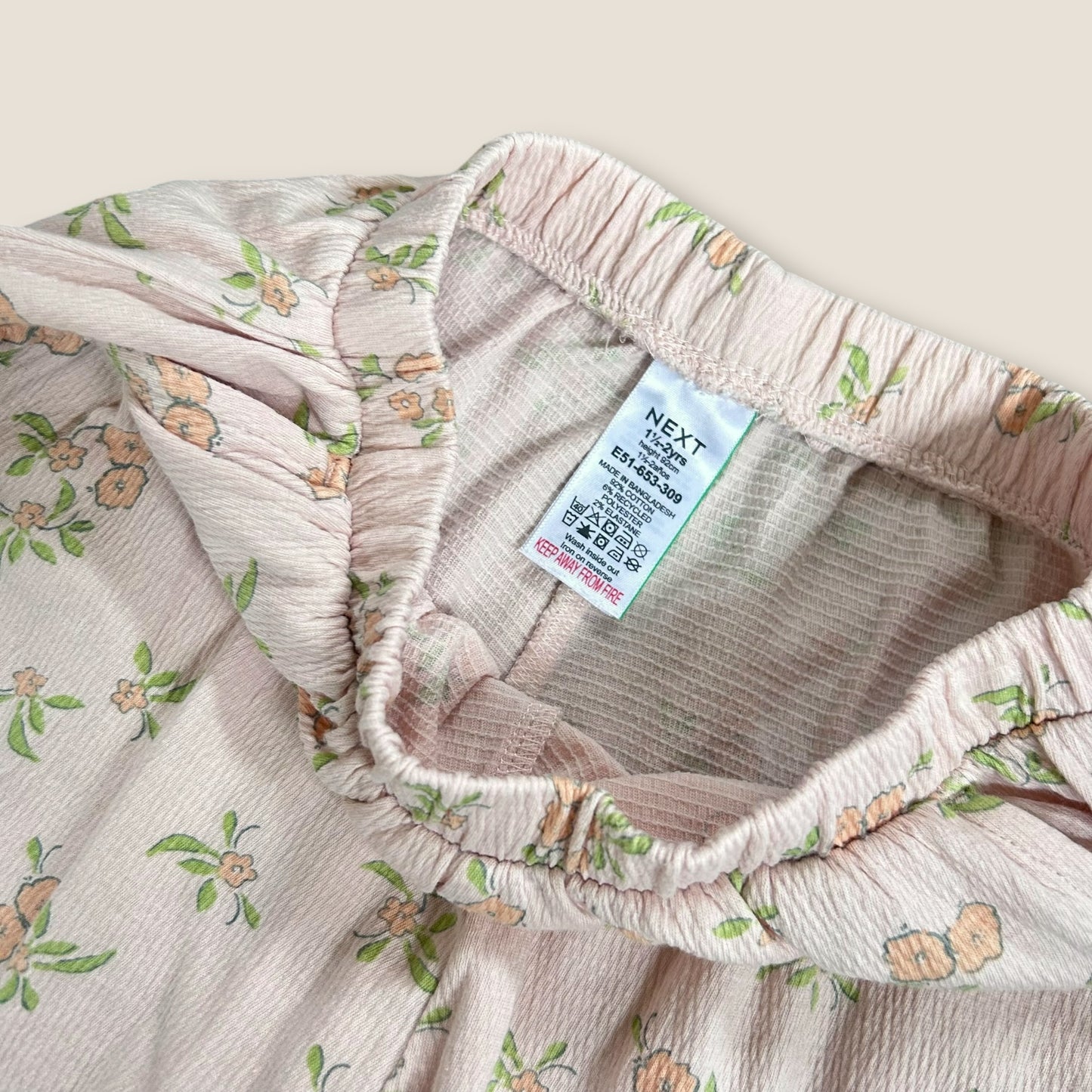 1.5-2 Years Next Pink Floral Wide Barrel Leg Trousers