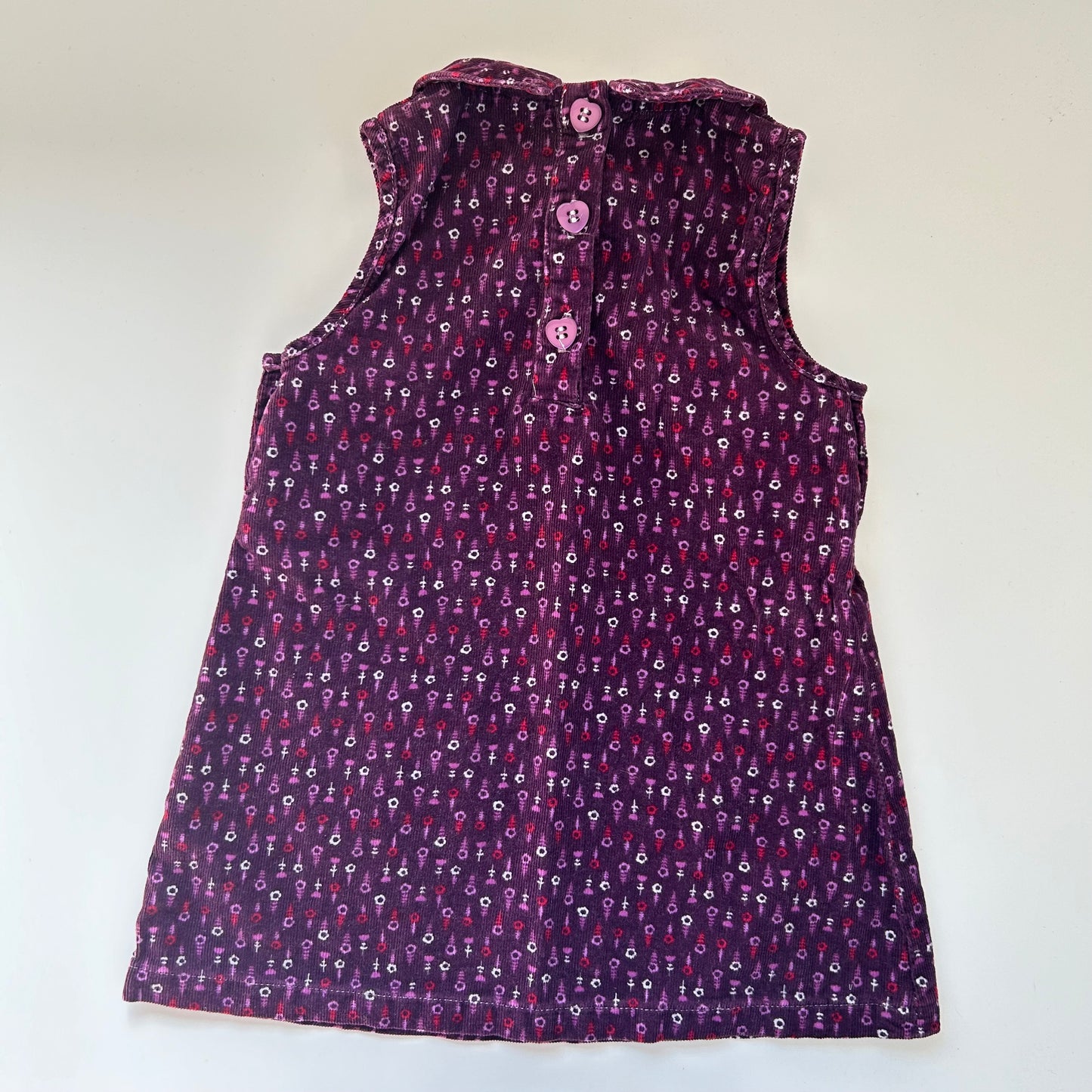 9-12 Months vintage TU purple and pink retro floral pinafore Dress