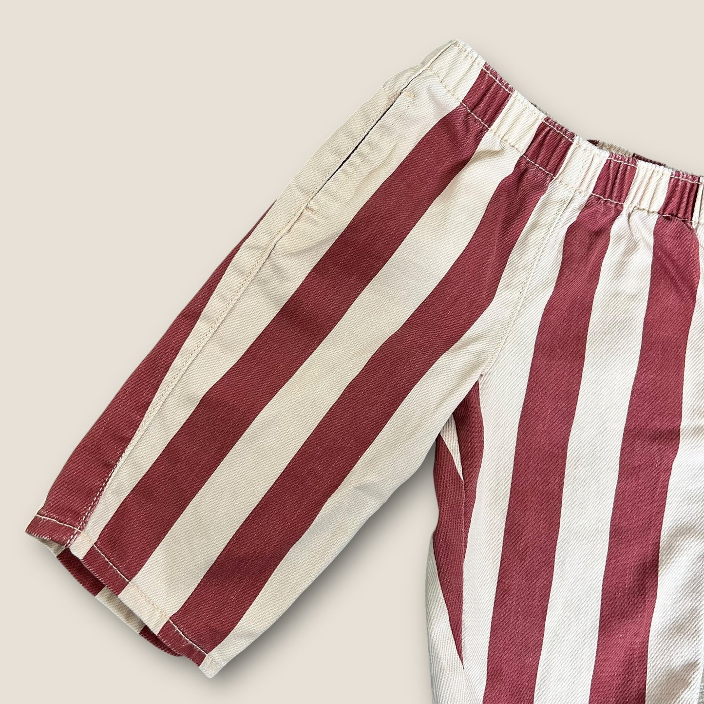 6-9 Months Next Red and Cream Striped Wide Fit Jeans Trousers