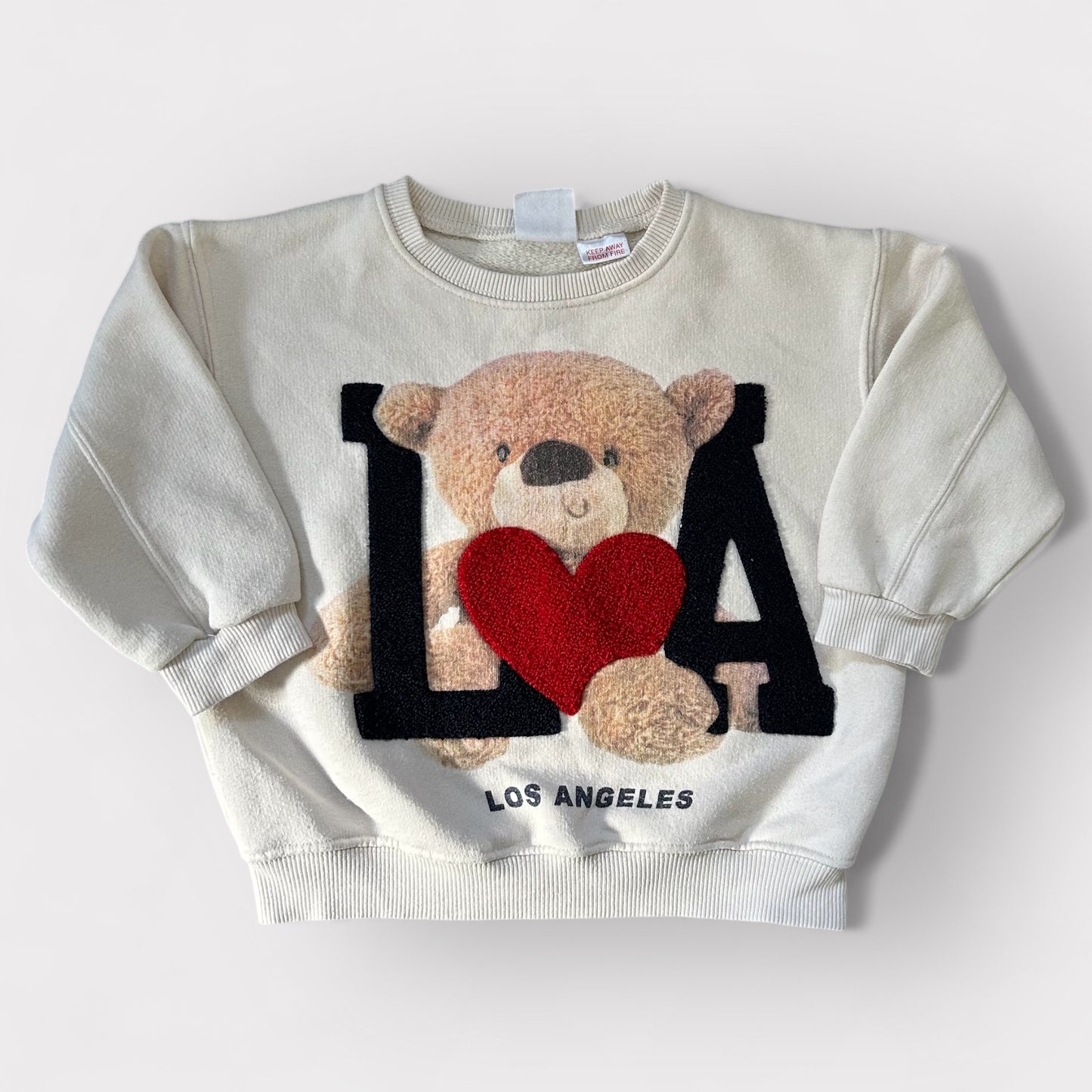 2-3 Years Zara Cream LA Hearts Bear Sweatshirt