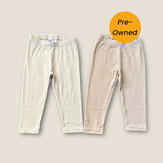18-24 Months H&M Ribbed Plain Beige Cream Leggings Bundle X2 Pairs