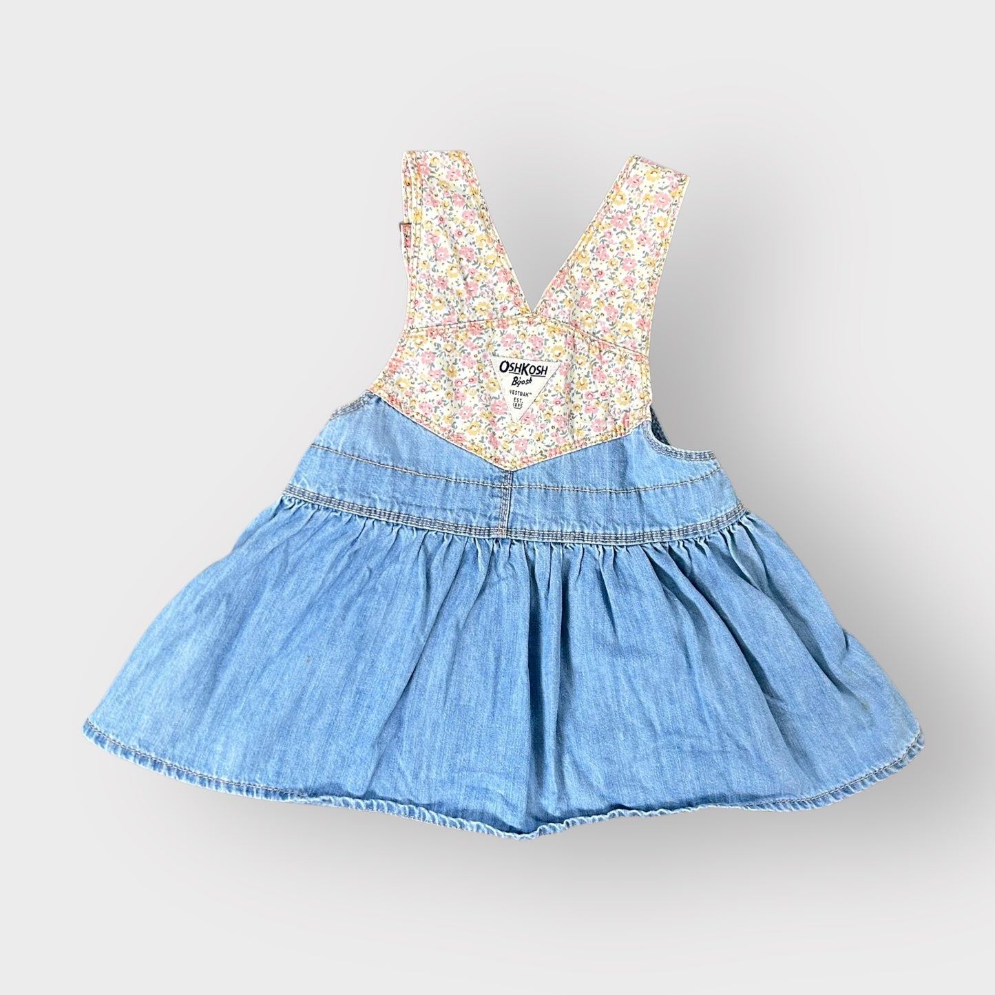 9-12 Months OshKosh Vintage Floral Denim Dungaree Dress