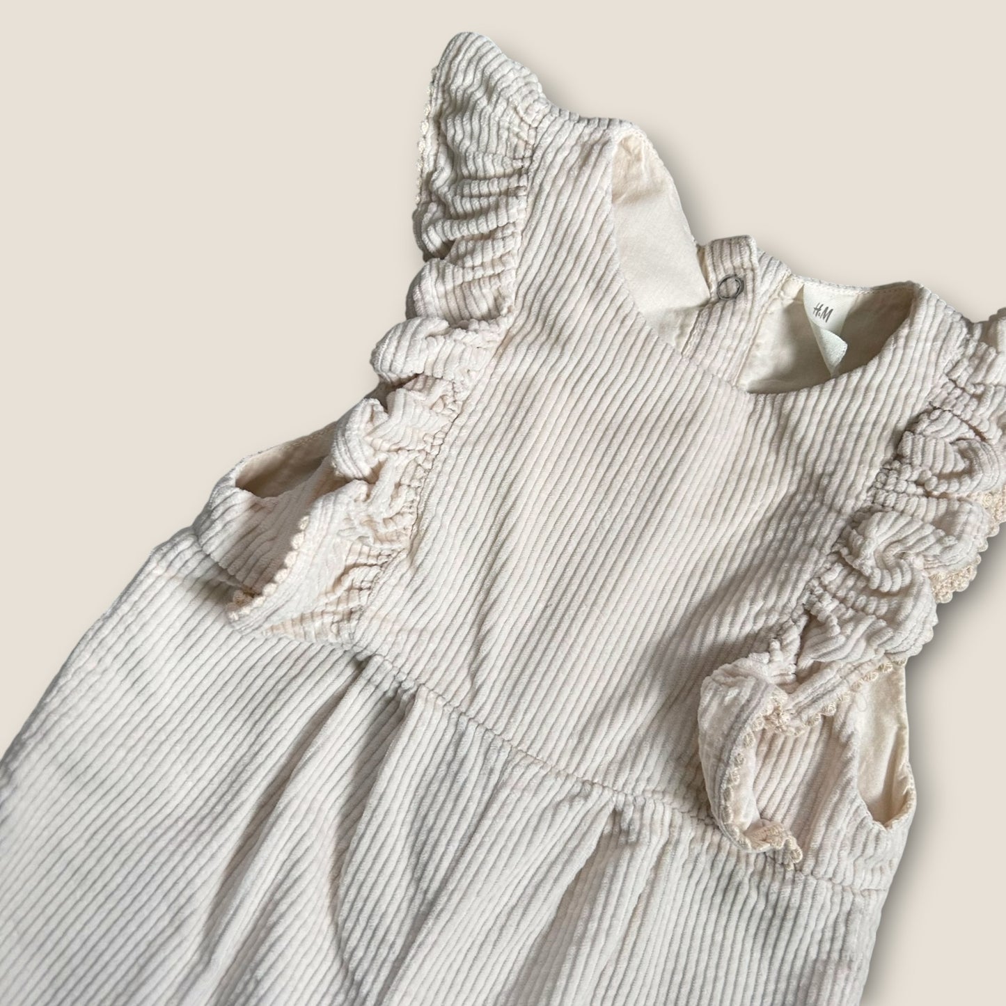 12-18 Months Next Cream Corduroy Frill Dungarees